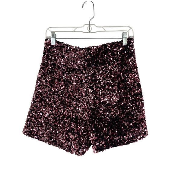 Zara Pants - ZARA Sequin Dart Shorts Blogger Favorite Pink Size Medium NWT Party New Year's